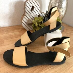 A/X Armani Exchange Leather Gold  Flat Sandals Size 7